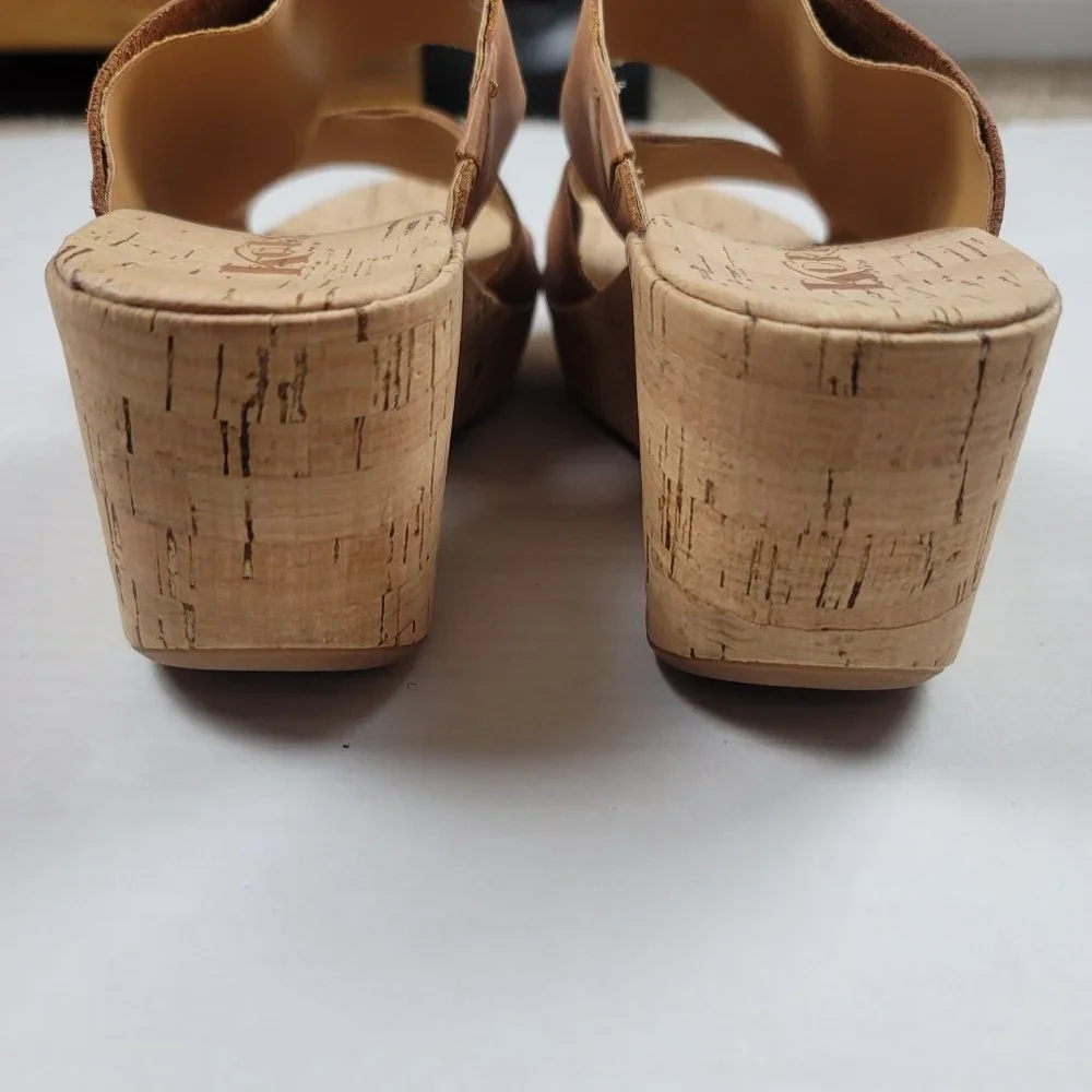 Korks Ease Platform Wedge Slide-On Leather Sandals - Picture 5 of 12